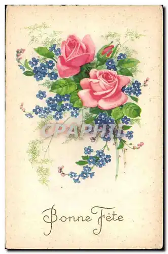 Ansichtskarte AK Fantaisie Bonne fete (roses fleurs)