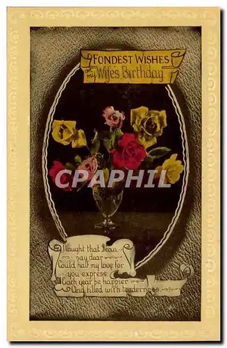 Cartes postales Fantaisie Fondest wishes Birthday Anniversaire