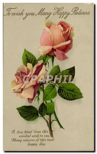 Cartes postales Fantaisie Fleurs Roses