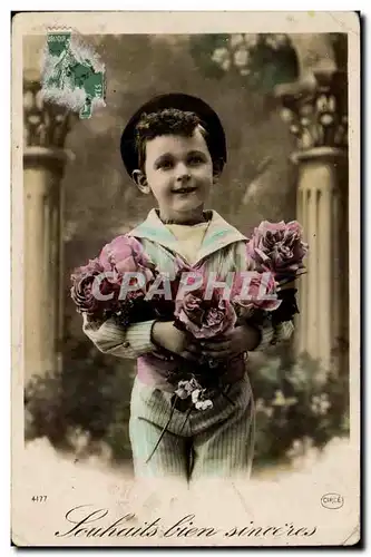Fantaisie Cartes postales Enfant Souhaits bien sinceres (garcon)