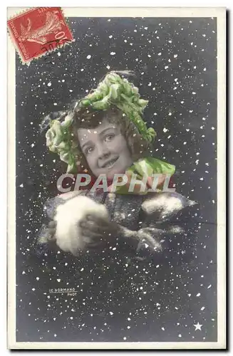 Cartes postales Fantaisie Enfant et neige