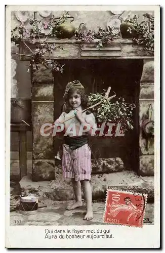 Ansichtskarte AK Fantaisie Enfant Qui dans le foyer du gui aura du bonheur aujourd&#39hui