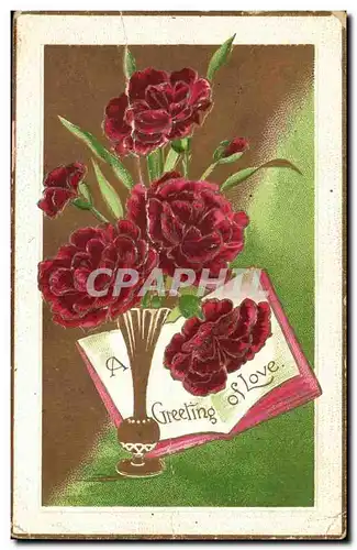 Cartes postales Fantaisie Fleurs Greeting of love