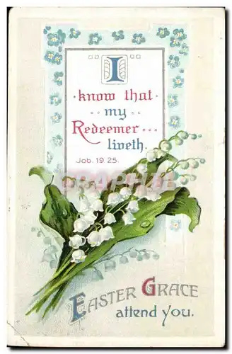 Cartes postales Fantaisie Easter grace attend you (muguet en relief) Paques