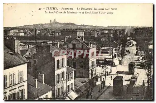 Clichy Cartes postales Panorama e bouevard national de Paris Le SAcre coeur de Montmartre et rond point Victor H