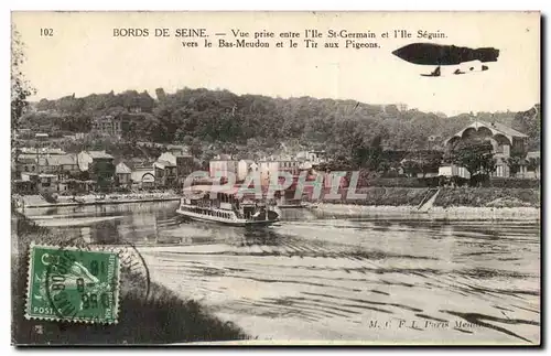 Bords de la Seine Ansichtskarte AK Vue prise entre l&#39ile St Germain et l&#39ile Seguin vers le Bas Moulin et l