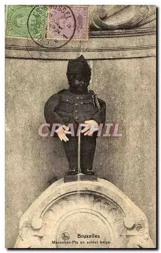 Belgique Cartes postales Bruxelles Manneken Pis en soldat belge