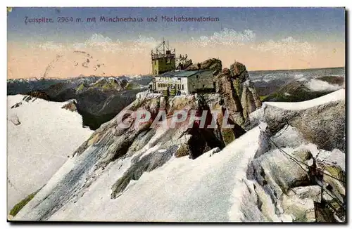 Suisse Zugspitze mit Munchnerhaus und Hochobservatorium (observatoire)