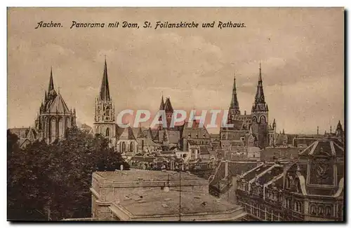 Allemagne Aachen Cartes postales Panorama mit Dam St Faoilanskirche und Rathaus