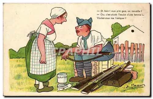 Cartes postales Illustrateur eh bien mon ptit gars on travaille Pahn (miitaire militaria)