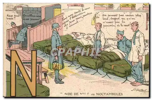 Cartes postales Illustrateur Ronde de nuit ou noctambules (miitaire militaria)