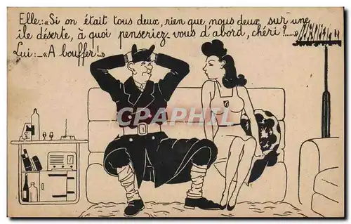 Cartes postales Humour Elle si on etait tous deux rien que nous deux sur une ile deserte (militaire militaria hu