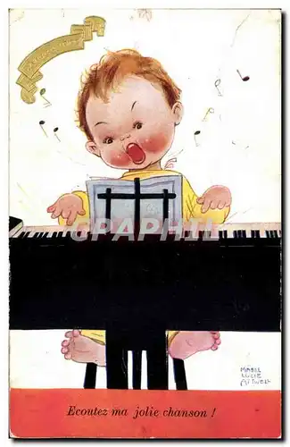 Cartes postales Fantaisie Ecoutez ma jolie chanson ! (enfant piano musique)