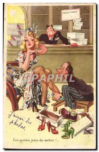 Cartes postales Fantaisie Humour Les petites joies du metier (chausseur femme)