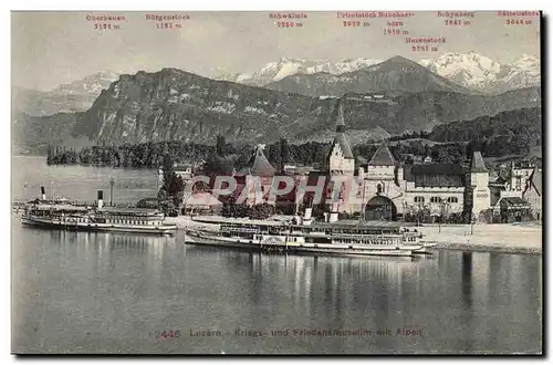 Suisse Cartes postales Luzern Kriegs und Friedernemuseum mit Alpen