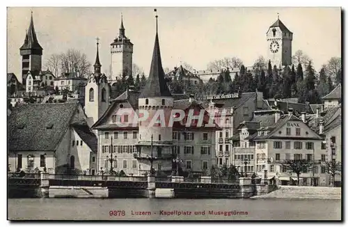 Suisse Cartes postales Luzern Kapelplatz und Museggturms