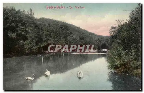 Allemagne Baden Baden Cartes postales Der Waldsee (cygnes)