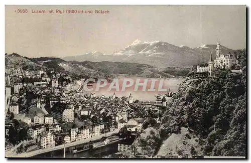 Suisse Ansichtskarte AK Luzern mit Rigi und Gutsch