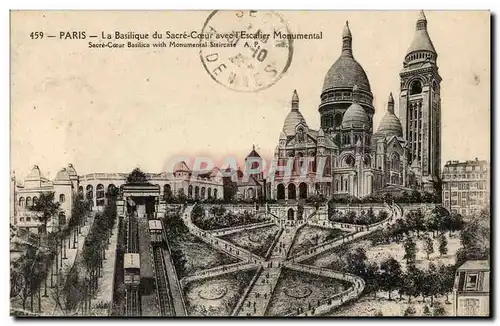 Paris (18eme) Cartes postales La Basilique du SAcre Coeur avec l&#39escalier monumental