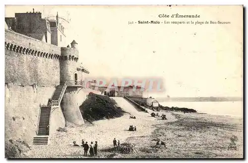 Saint Malo Cartes postales Les remparts et la plage du Bon secours