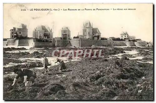 Le Pouliguen Ansichtskarte AK Les rochers de la pointe de Penchateau La peche aux moules