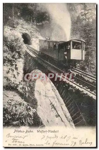 Suisse Pilautus Bahn Cartes postales Wolfort Viaduct (funiculaire)