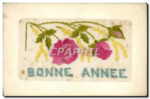 Ansichtskarte AK Fantaisie Brodee (rare) Fleur Bonne annee