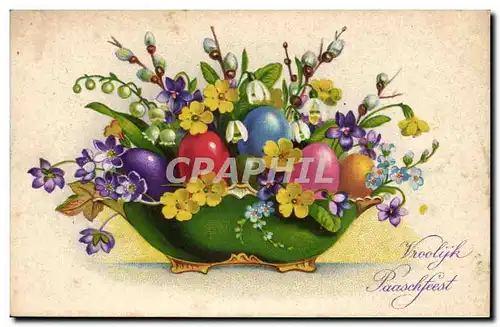 Cartes postales Fantaisie Vroolijk Paaschfeest (bouquet)
