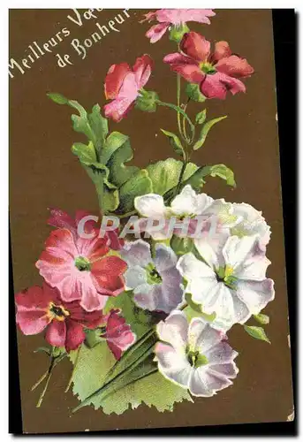 Cartes postales FAntaisie Fleur Meilleurs voeux de bonheur