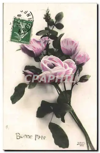 Ansichtskarte AK Fantaisie Bonne fete fleur rose