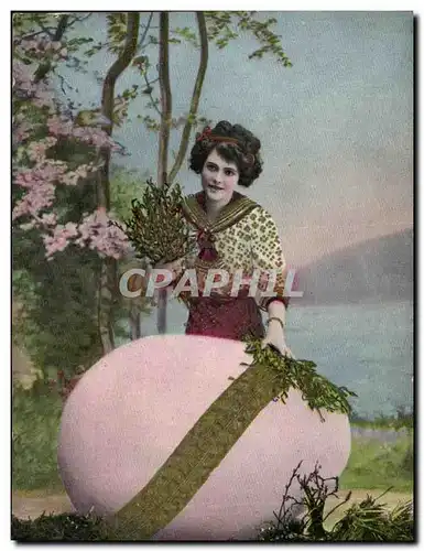 Cartes postales Fantaisie Paques (femme oeuf de paques)