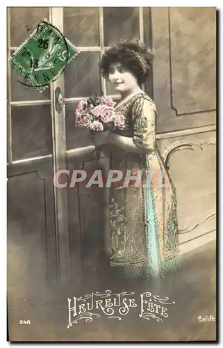 Cartes postales Fantaisie Heureuse fete (femme)