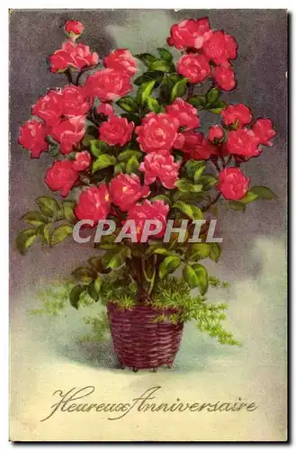 Cartes postales Fantaisie Heureux anniversaire Fleurs