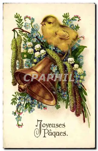 Cartes postales Fantaisie Joyeuses PAques (poussin cloche)