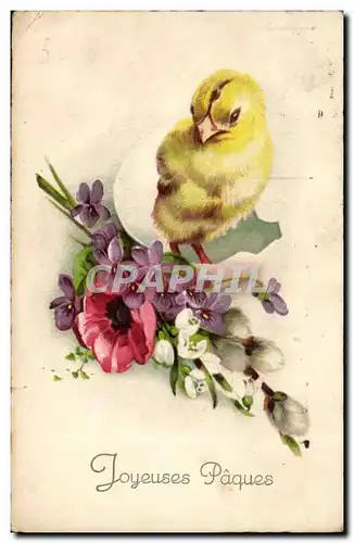 Cartes postales Fantaisie Joyeuses Paques (poussin)