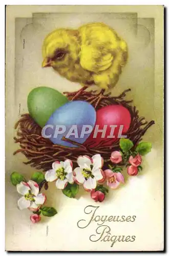 Cartes postales Fantaisie Joyeuses Paques (oeufs poussin )
