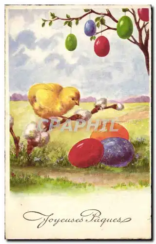 Cartes postales Fantaisie Joyeuses Paques (oeufs poussin )