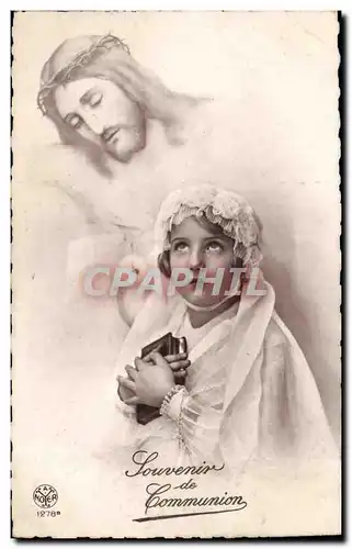 Cartes postales FAntaisie Enafnt Souvenir de communion (Christ)