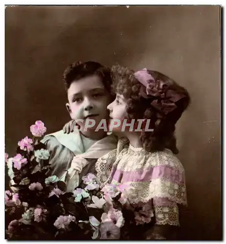 Cartes postales Fantaisie Bonne annee Bons souvenirs (enfants)