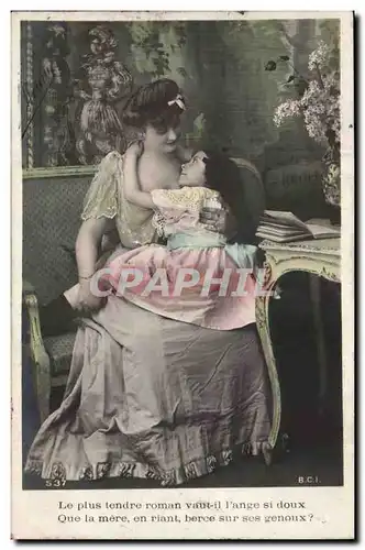 Cartes postales Fantaisie Femme Le plus tendre roman vaut il la&#39nge si doux que la mere en riant berce sur se