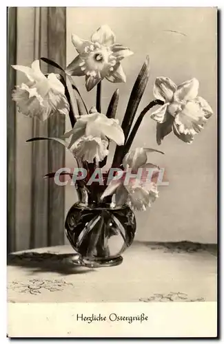 Cartes postales Fantaisie Fleur Herzliche Ostergrusse