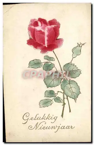 Cartes postales Fantaisie Fleurs DEcor en relief Gelukkig Nieuwjaar