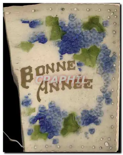 Ansichtskarte AK Fantaisie Bonne annee (fleurs) Format tres peu courant (sous forme de livret avec couverture en