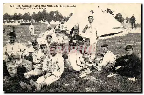 Cartes postales CAmp de Saint Medard en Jalles Au repos Vue des tentes TOP (miliataria soldats)