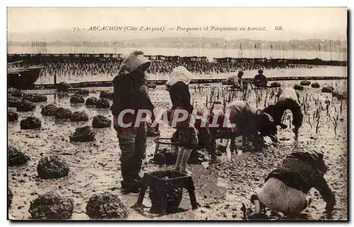 Arcachon Ansichtskarte AK Parqueurs et parqueuses au travail (ostreiculture huitres oyster) TOP