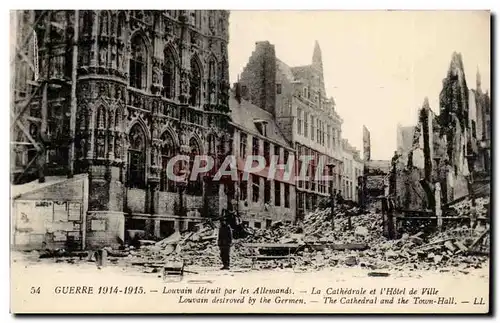 Belgique - Belgien - Belgium - Louvain detruit par les Alemands Guerre 1914 1915 La Cathedrale - Ansichtskarte AK