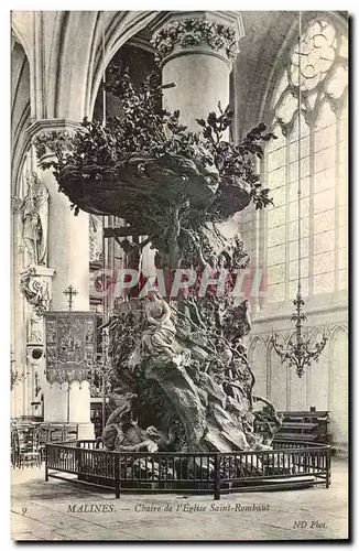 Belgique - Belgien - Belgium - Mechelen - Malines Chaire de L'Eglise Saint Rombaut - Cartes postales