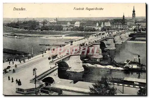 Dresden Cartes postales Friedrich August Brucke (bateau boat ship)