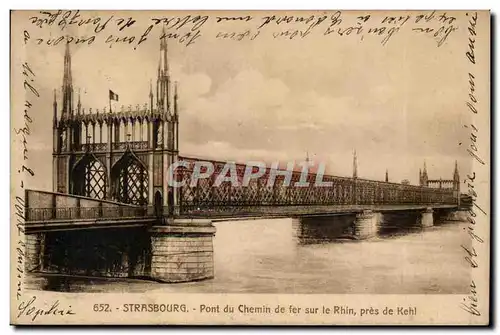 Strasbourg Ansichtskarte AK Pont du chemin de fer sur le Rhin pres de Kehl