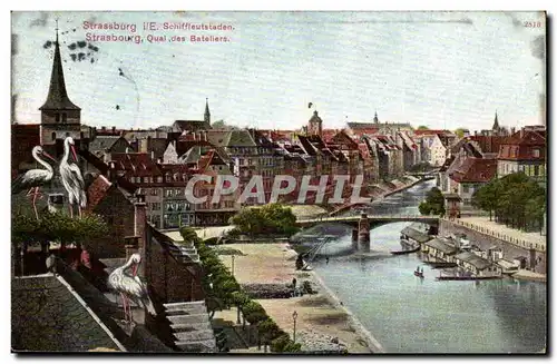 Strassburg Ansichtskarte AK Quai des Bateliers (cigognes)
